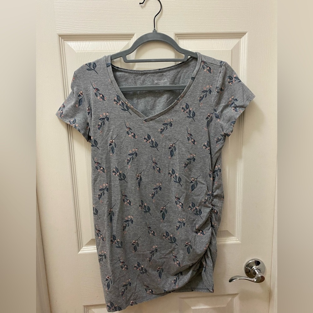 Motherhood Maternity Gray with pink flowers. Size M